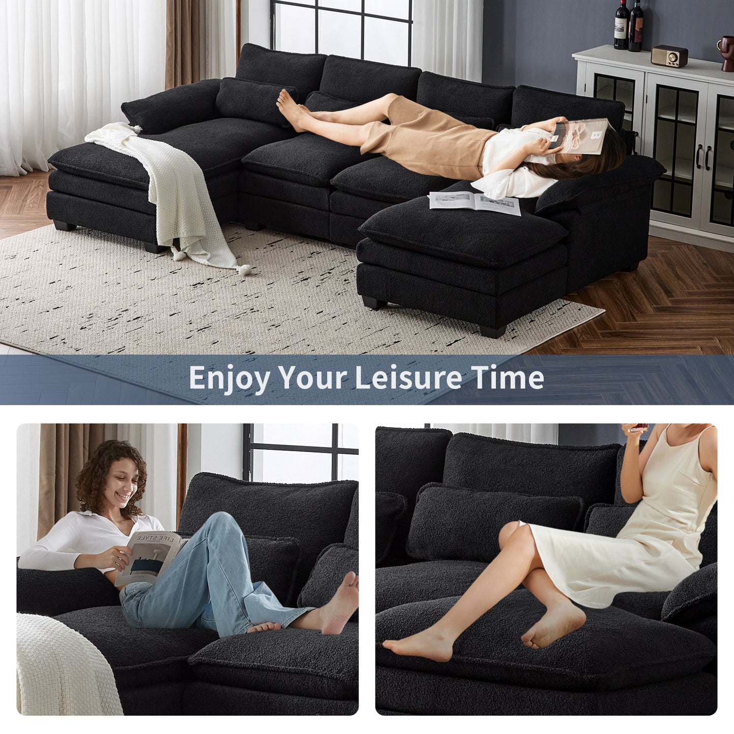 capri l-shaped sofa combination sofa with stirrups, available with dark seats