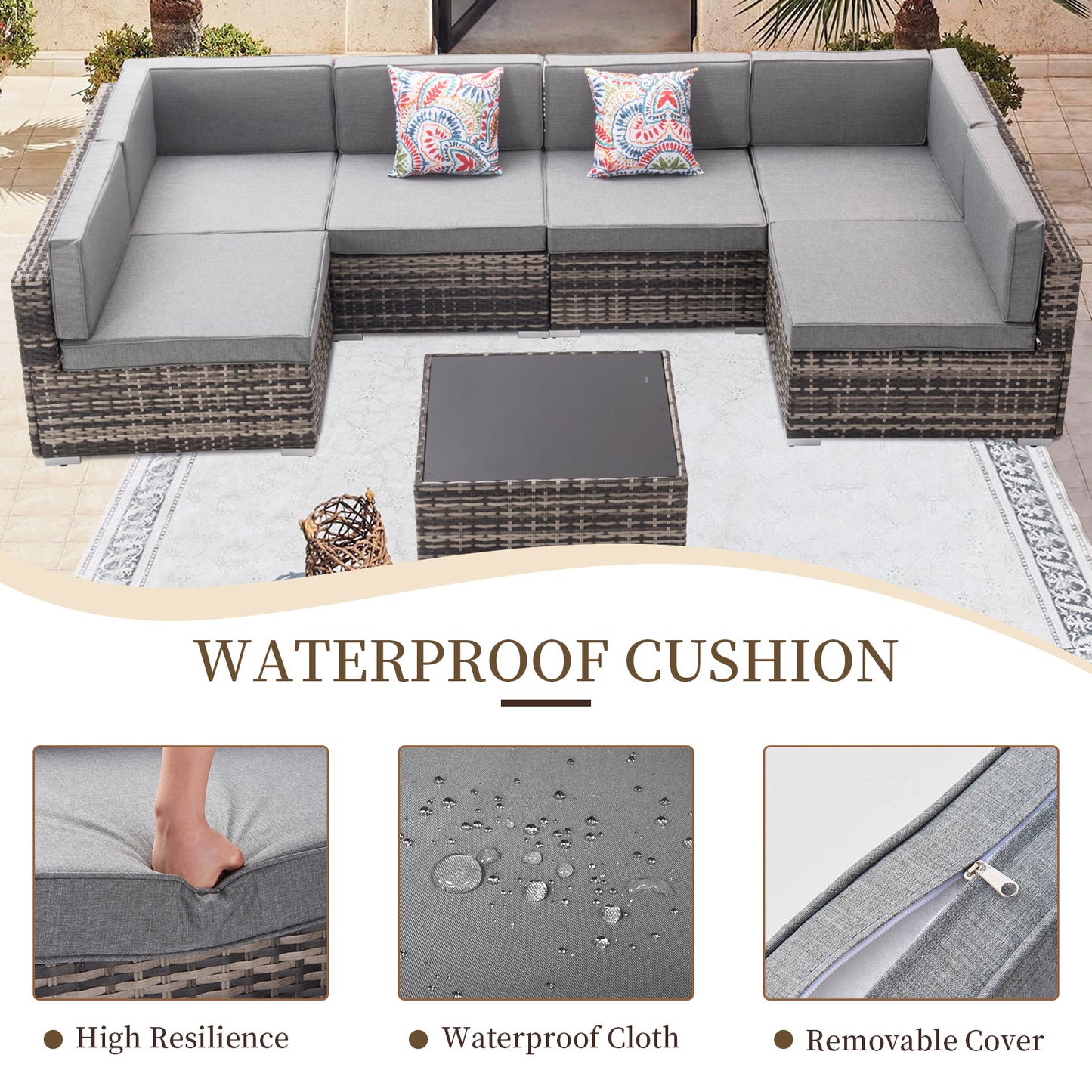 Capri 7 Pieces Patio Wicker Furniture Set