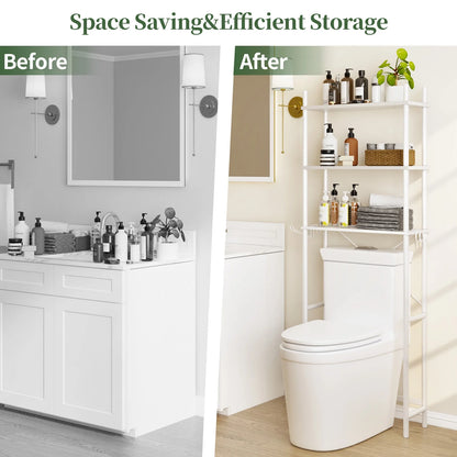 Capri 3-Shelf Over the Toilet Storage, Freestanding Metal Bathroom Organizers and Storage Shelf, White