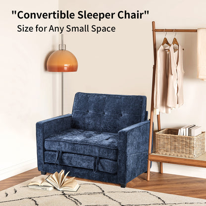 capri Fabric Loveseat Sleeper Sofa with Storage Pocket