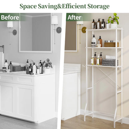 Capri 3-Shelf Over the Toilet Storage, Freestanding Metal Bathroom Organizers and Storage Shelf, White