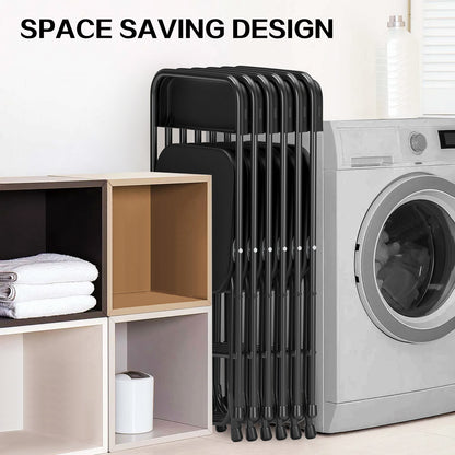 Capri Black Plastic Folding Chair 4 Pack with Steel Frame, Hold up to 350 lbs, Indoor Outdoor Portable Stackable Event Chair Commercial Seat for Dining Wedding Party Office Picnic Kitchen