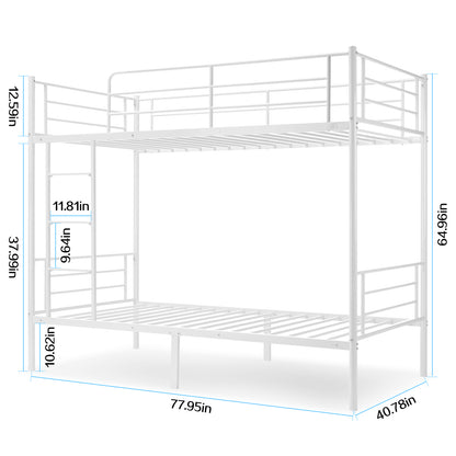Twin-Over-Full Metal Bunk Bed with Ladder and Guardrails