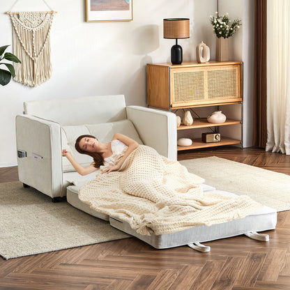 capri Fabric Loveseat Sleeper Sofa with Storage Pocket