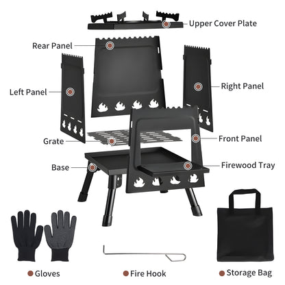 Capri Outdoor Wood Burning Stove, Portable Camping Wood Stove for Backpacking Outdoor Cooking, Easy to Carry and Assembly