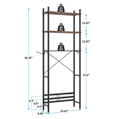 Capri 3-Shelf Over the Toilet Storage, Freestanding Metal Bathroom Organizers and Storage Shelf, Rustic Brown