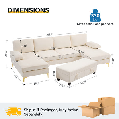 capri  Comfortable Chenille U-Shaped Sectional Sofa Couch