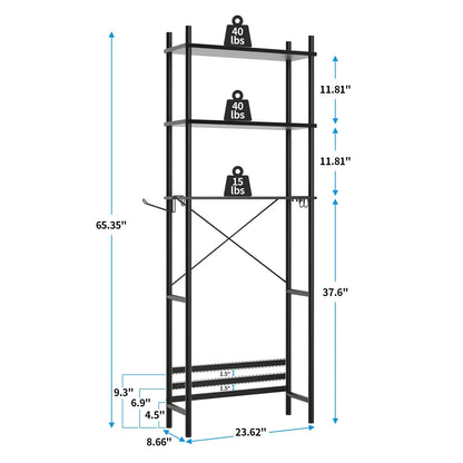 Capri 3-Shelf Over the Toilet Storage, Freestanding Metal Bathroom Organizers and Storage Shelf, Black