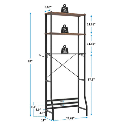 Capri 3-Shelf Over the Toilet Storage, Freestanding Metal Bathroom Organizers and Storage Shelf, Rustic Brown
