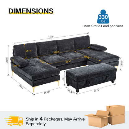capri  Comfortable Chenille U-Shaped Sectional Sofa Couch