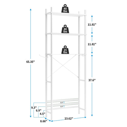 Capri 3-Shelf Over the Toilet Storage, Freestanding Metal Bathroom Organizers and Storage Shelf, White