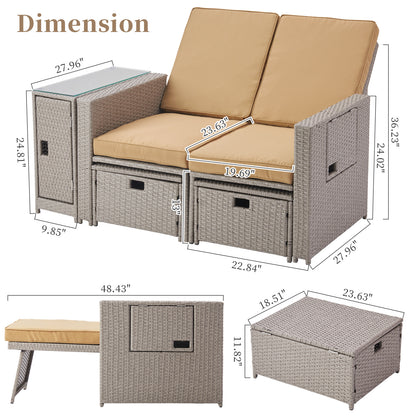 Double Wicker Sofa Set