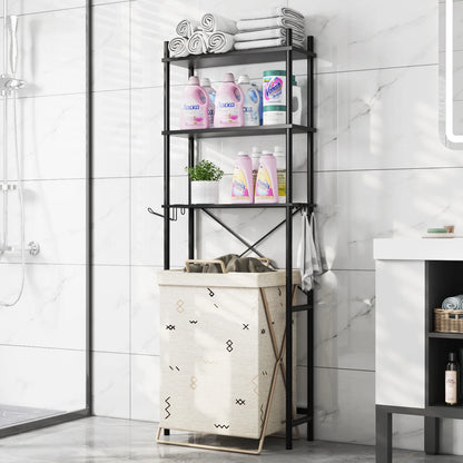 Capri 3-Shelf Over the Toilet Storage, Freestanding Metal Bathroom Organizers and Storage Shelf, Black