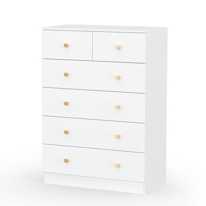 Capri White 6 Drawer Dresser, Modern Storage Wide Chest of Drawer,Wooden Dresser Storage Cabinet Bedside Nightstand for Bedroom Living Room